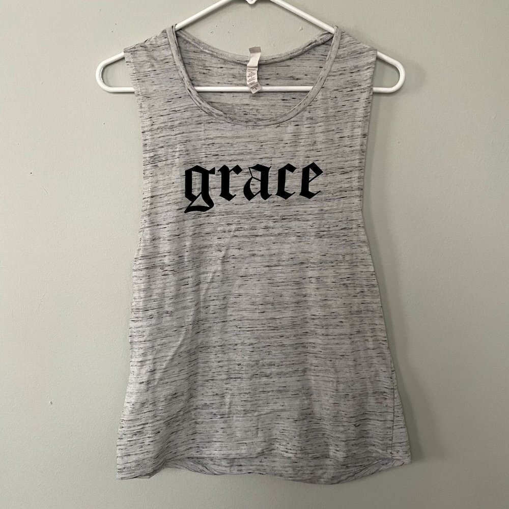 Bella lightweight gray black grace tank top athleisure workout shirt summer